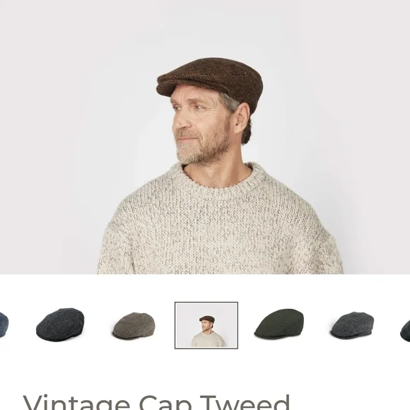 Hanna Hats Donegal Tweed Newsboy Cap - Navy with Multicolor Flecks - Picture 5 of 5